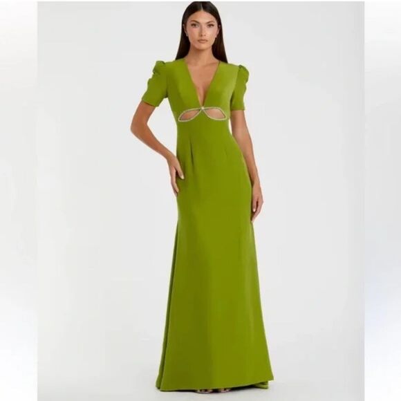 MAC Duggal PUFF SLEEVE EMBELLISHED CUTOUT EVENING GOWN NWT - Picture 1 of 9